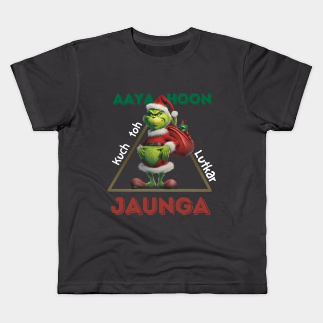 Aaya Hoon Kuch toh lutkar jaunga l Bollywood Dialogue l Andaz Apna Apna l Desi l Grinch Kids T-Shirt by Swag Like Desi